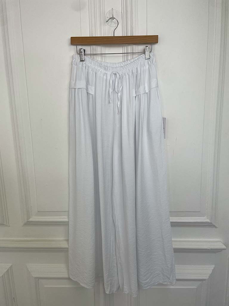 Wide Leg Pocket Detail Trousers - White