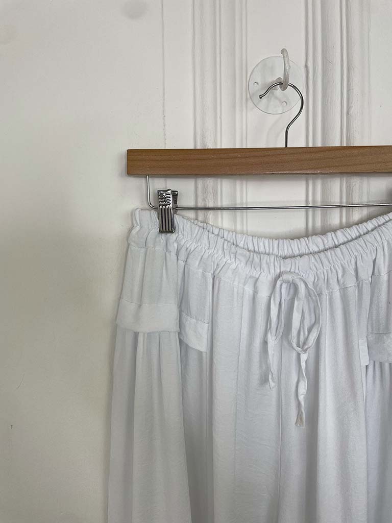 Wide Leg Pocket Detail Trousers - White