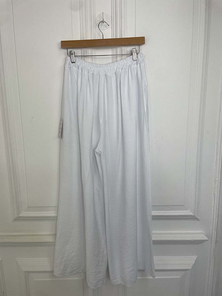 Wide Leg Pocket Detail Trousers - White