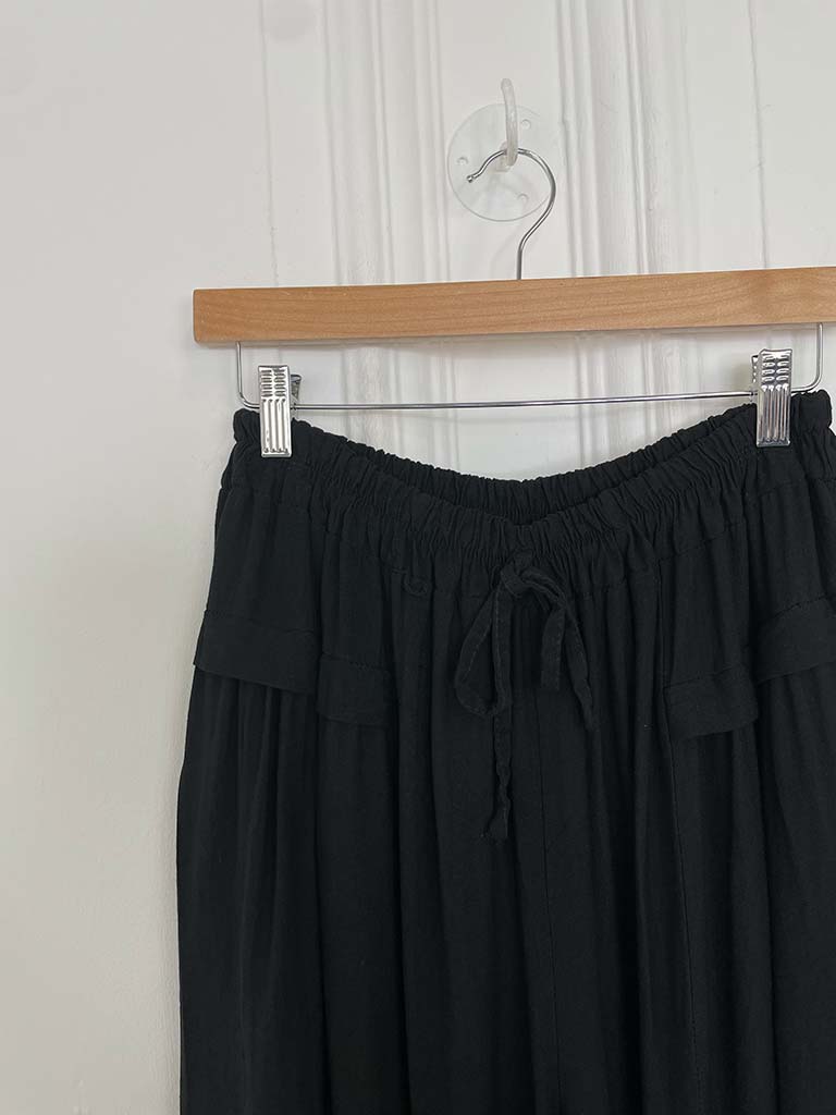 Wide Leg Pocket Detail Trousers - Black