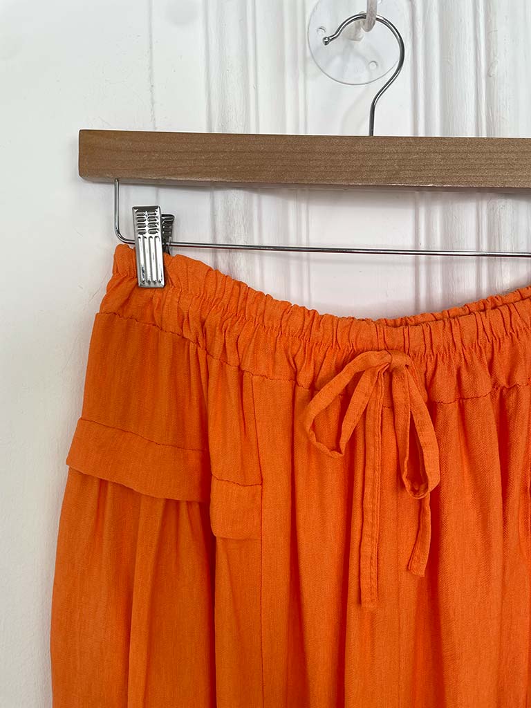 Wide Leg Pocket Detail Trousers - Orange