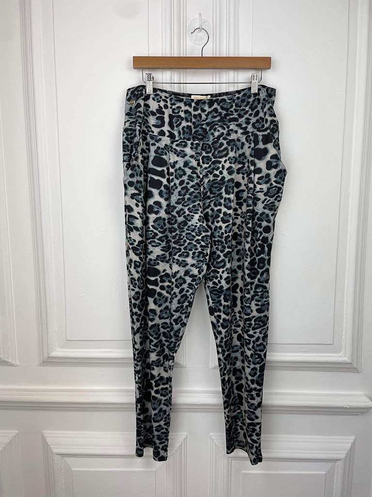 Malissa J Animal Print Joggers - Grey