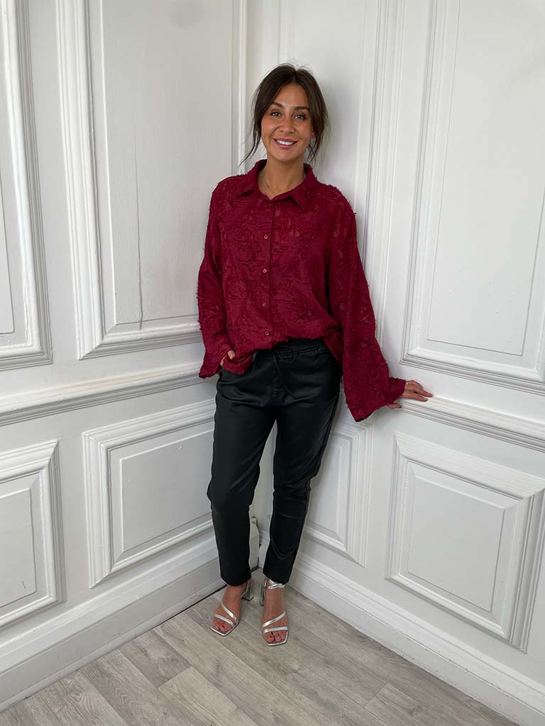 Textured Shirt - Burgundy