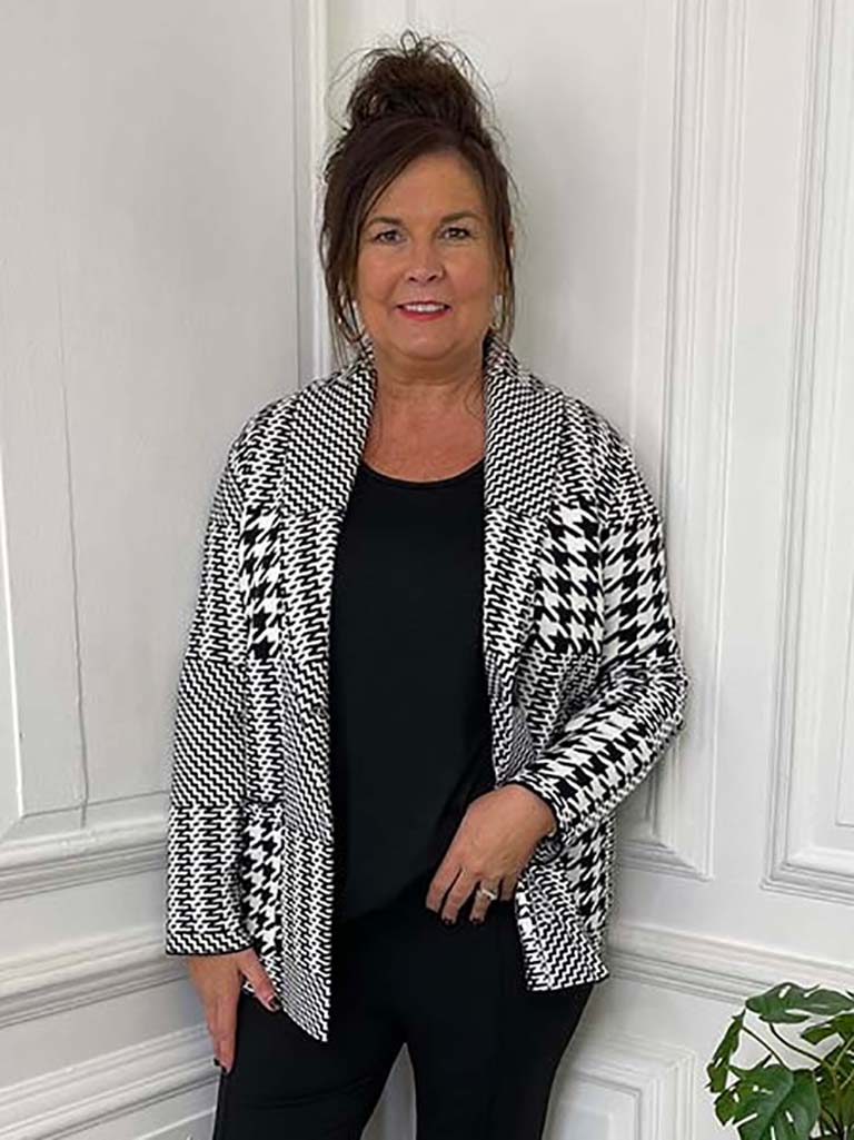 Malissa J Dogtooth Blazer Jacket - Mono