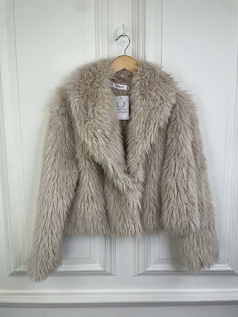 Shaggy Faux Fur Jacket - Ecru