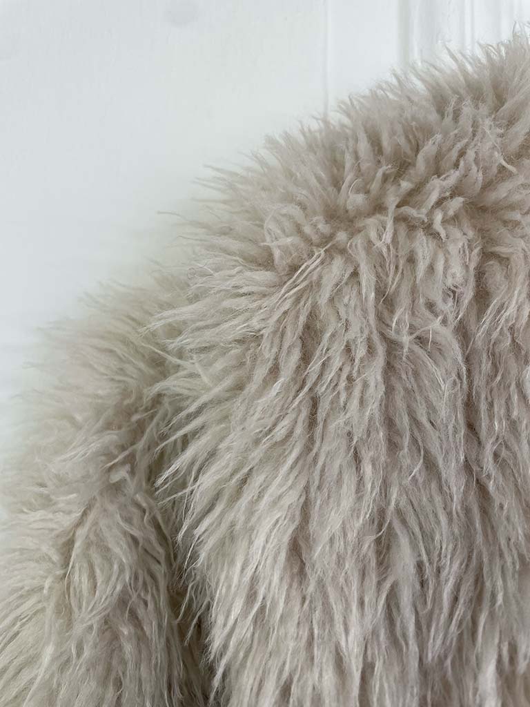 Shaggy Faux Fur Jacket - Ecru