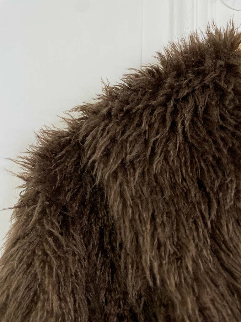 Shaggy Faux Fur Jacket - Chocolate