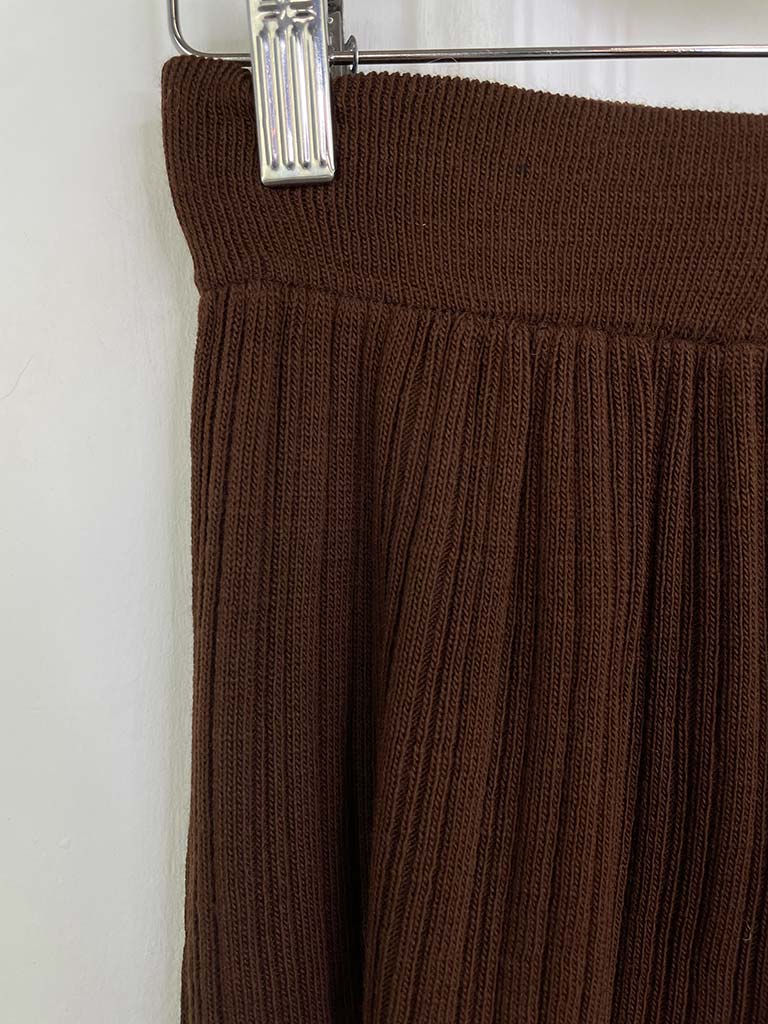 Ribbed Knitted Palazzo Co-ord - Conker