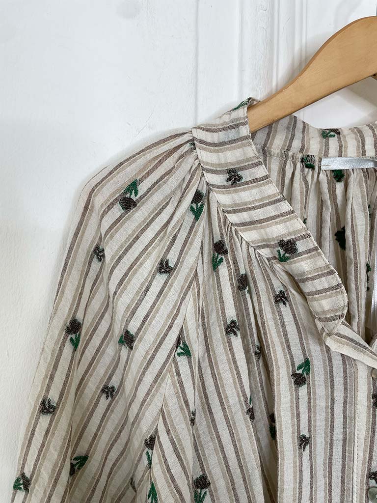 Vintage Rose Stripe Shirt - Natural