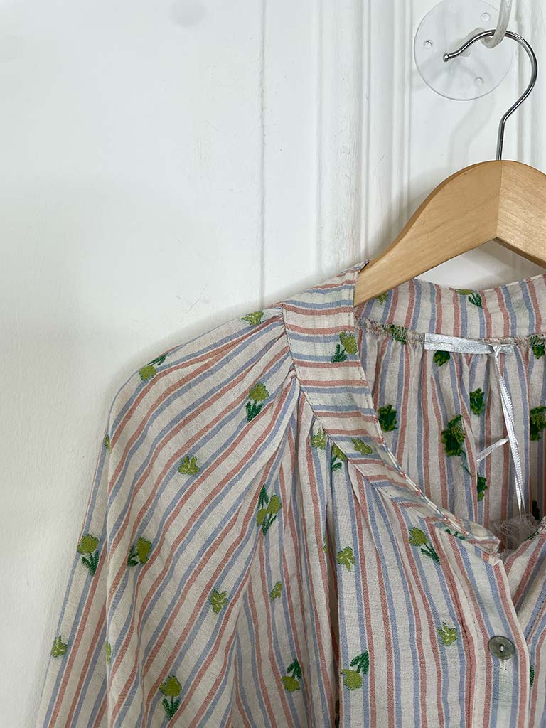 Vintage Rose Stripe Shirt - Strawberry Sky