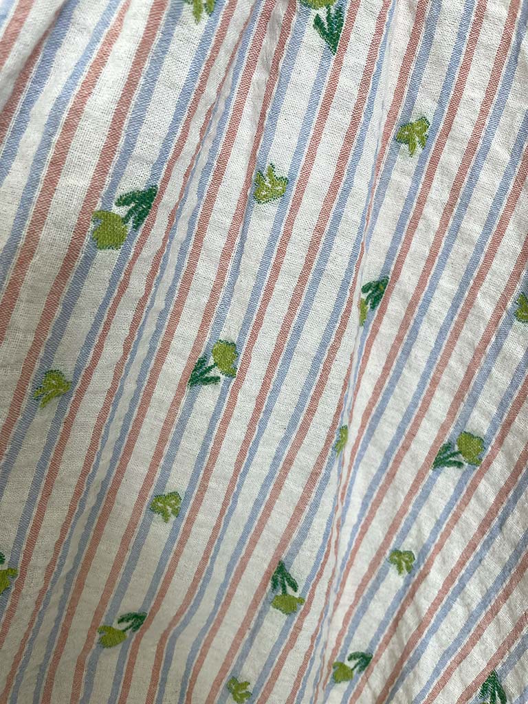 Vintage Rose Stripe Shirt - Strawberry Sky