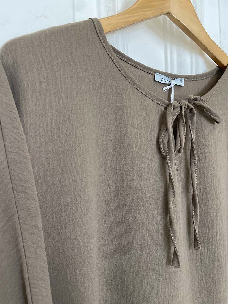 Tie Front Top - Taupe