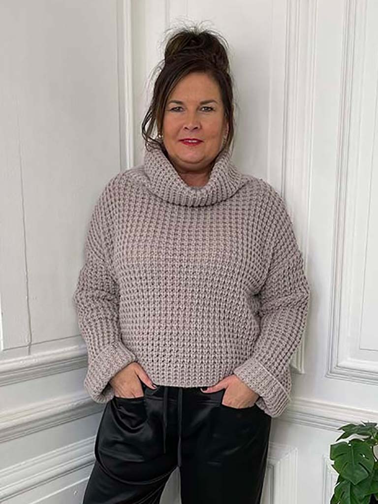 Chunky Roll Neck Knit - Latte