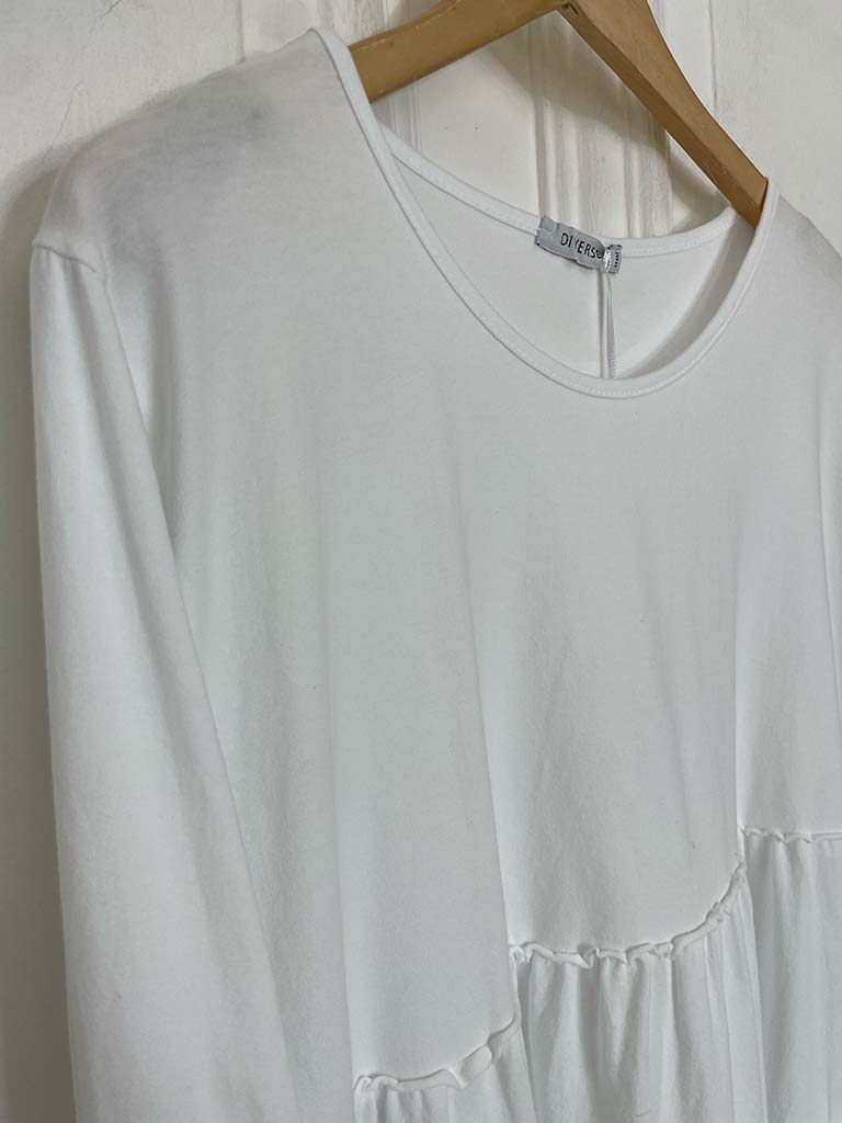 Long Sleeve Tiered Top - White