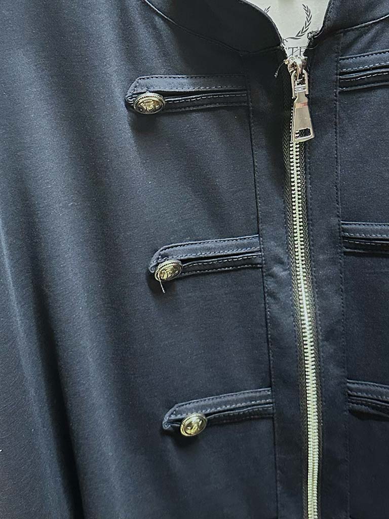 Military Cotton Blend Jacket - Navy