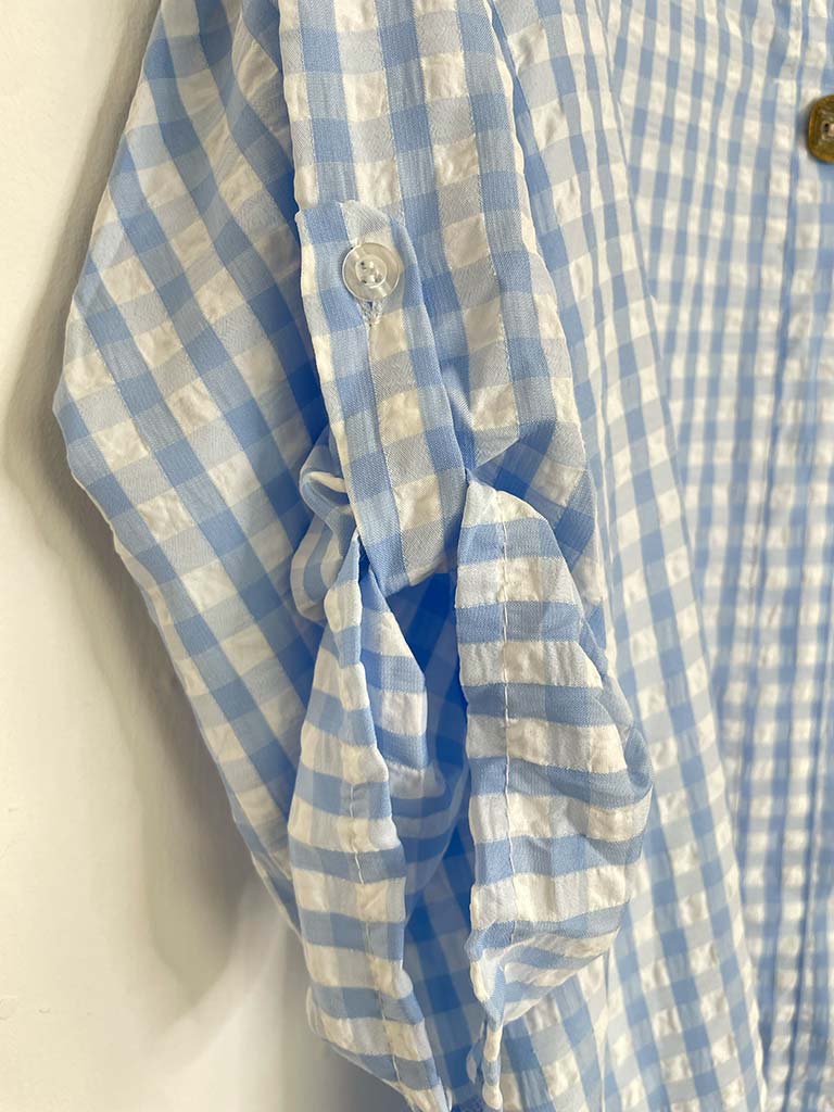 Gingham Dip Back Top - Sky