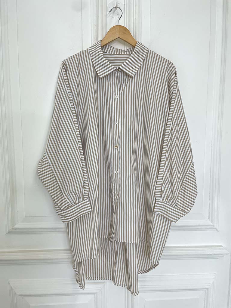 Oversized Stripe Shirt - Stone