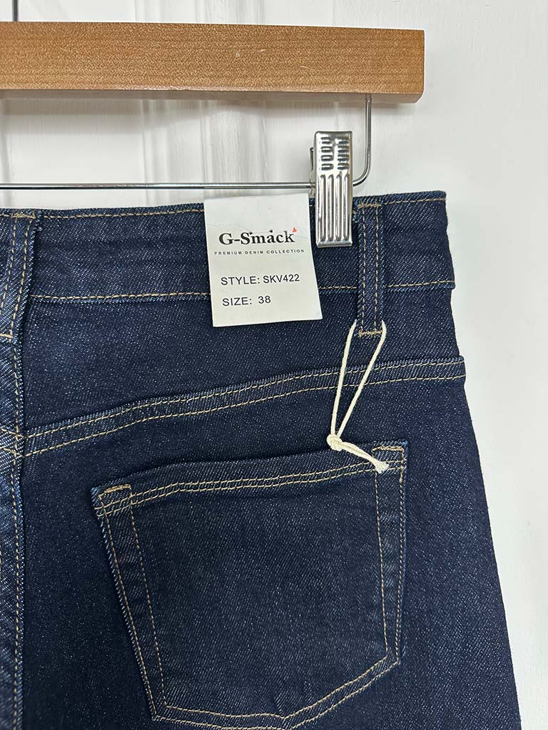 G-Smack Wide Leg Turn Up Jeans - Dark Blue