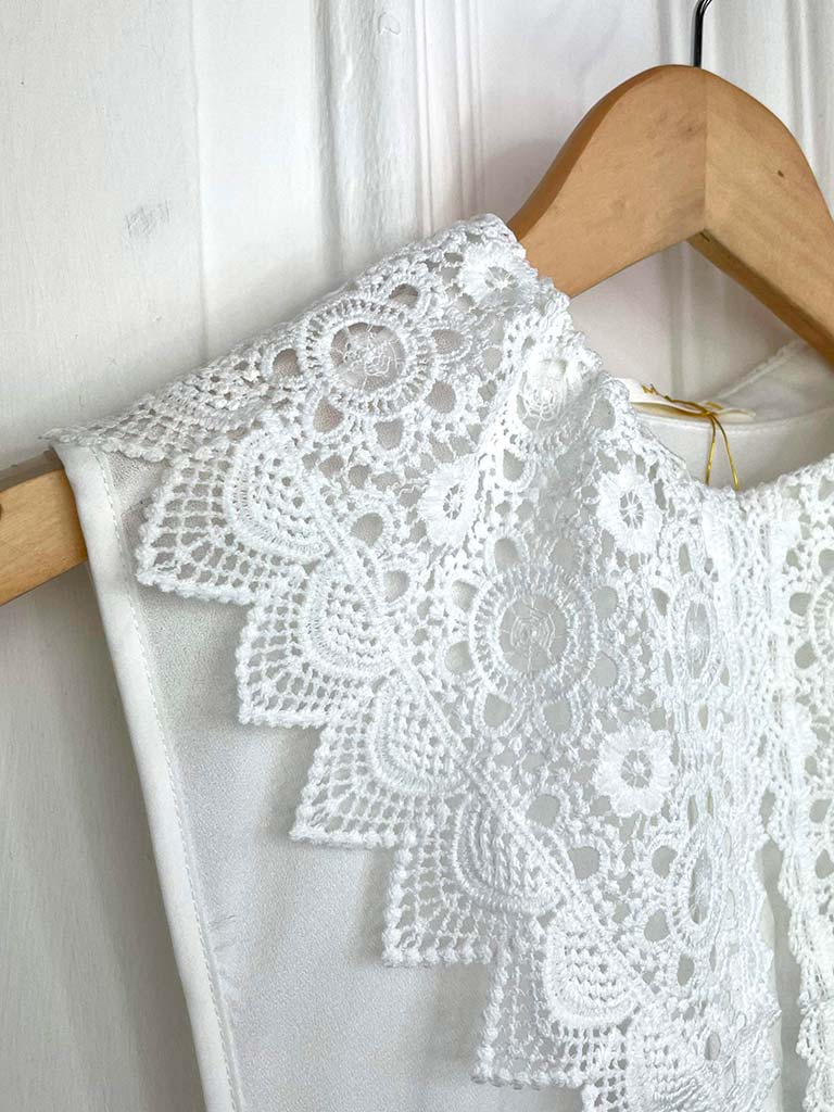Malissa J Crochet Shirt Collar - Winter White