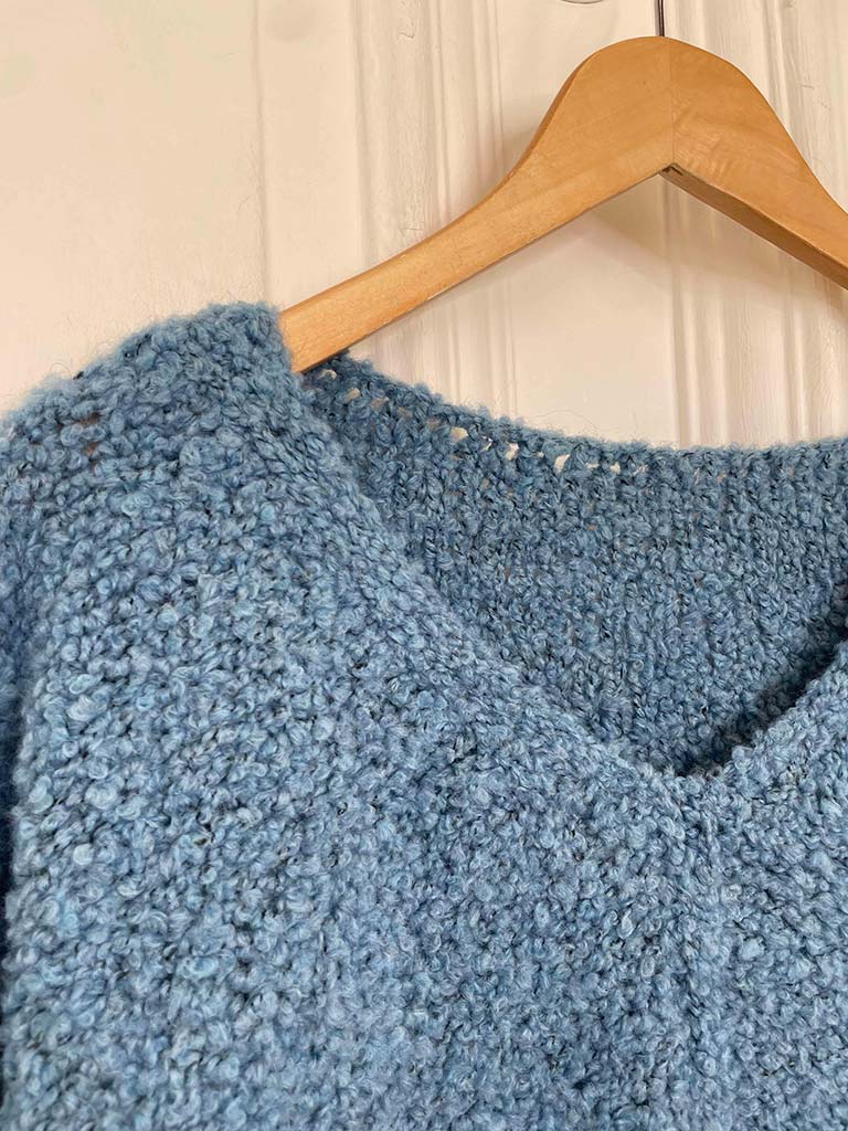 Boucle V-Neck Knit - Azure