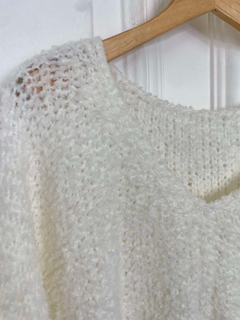 Boucle V-Neck Knit - Winter White