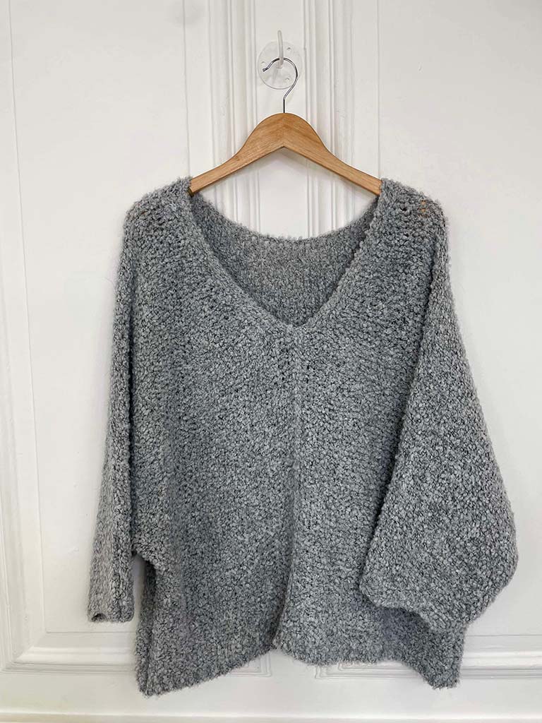 Boucle V-Neck Knit - Dove