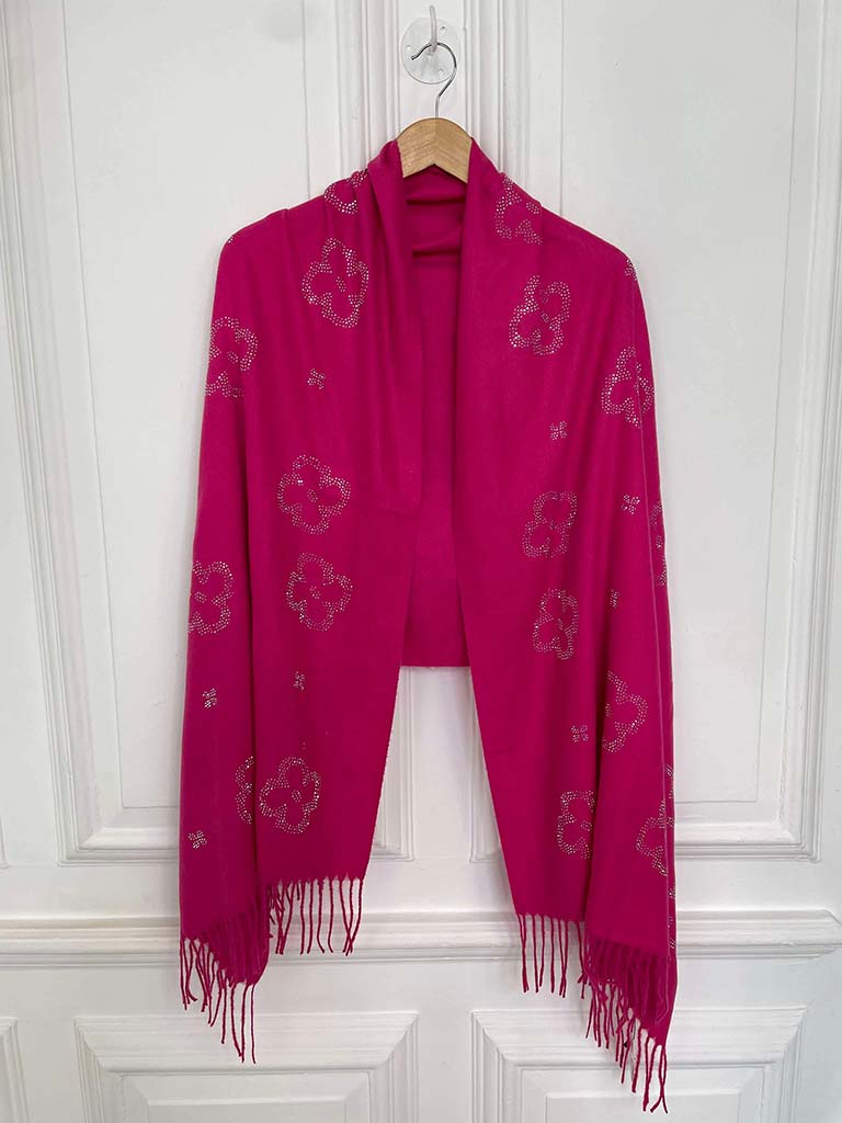 Malissa J Flower Stud Scarf - Hot Pink