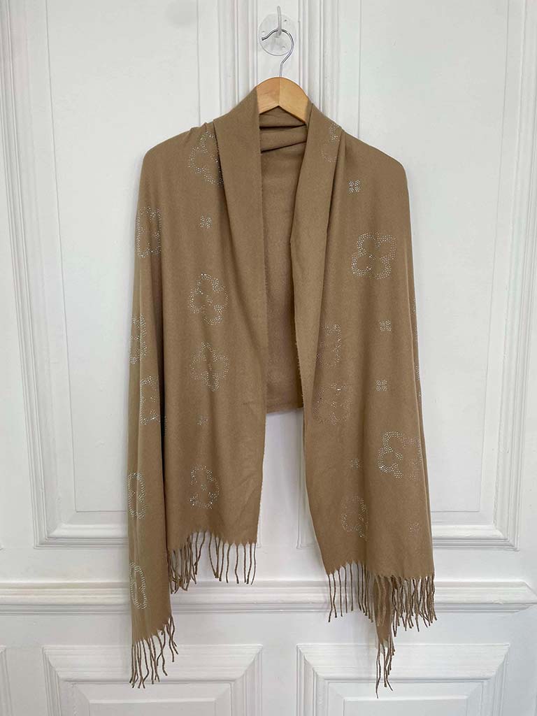 Malissa J Flower Stud Scarf - Caramel