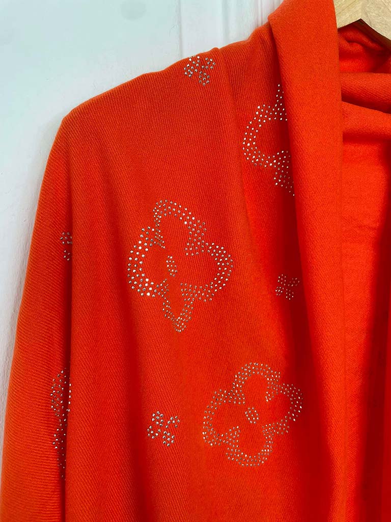 Malissa J Flower Stud Scarf - Orange