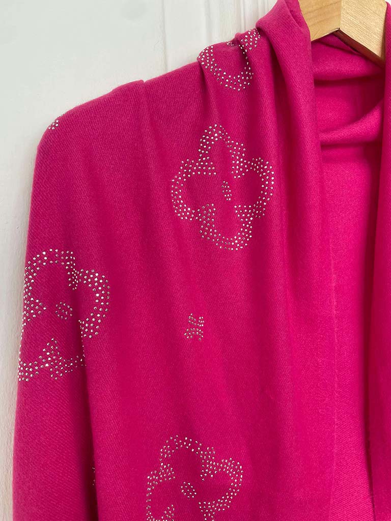 Malissa J Flower Stud Scarf - Hot Pink