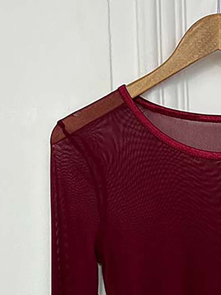 Basic Mesh Layering Top - Merlot