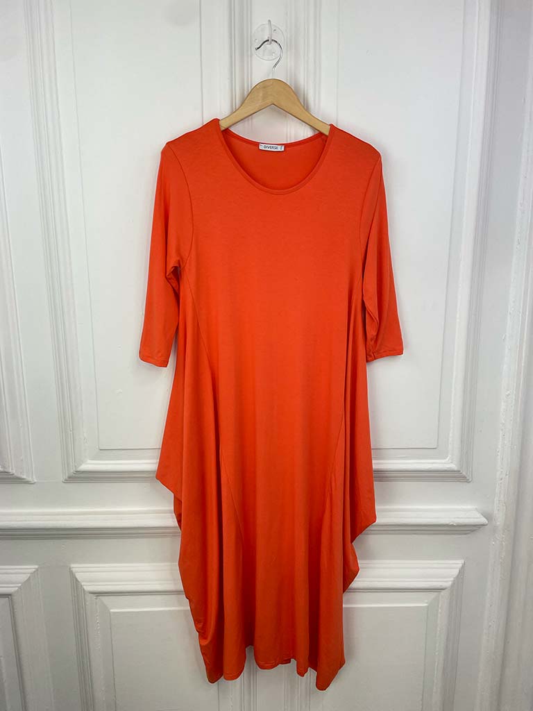 Basic 3/4 Sleeve Layering Dress - Orange
