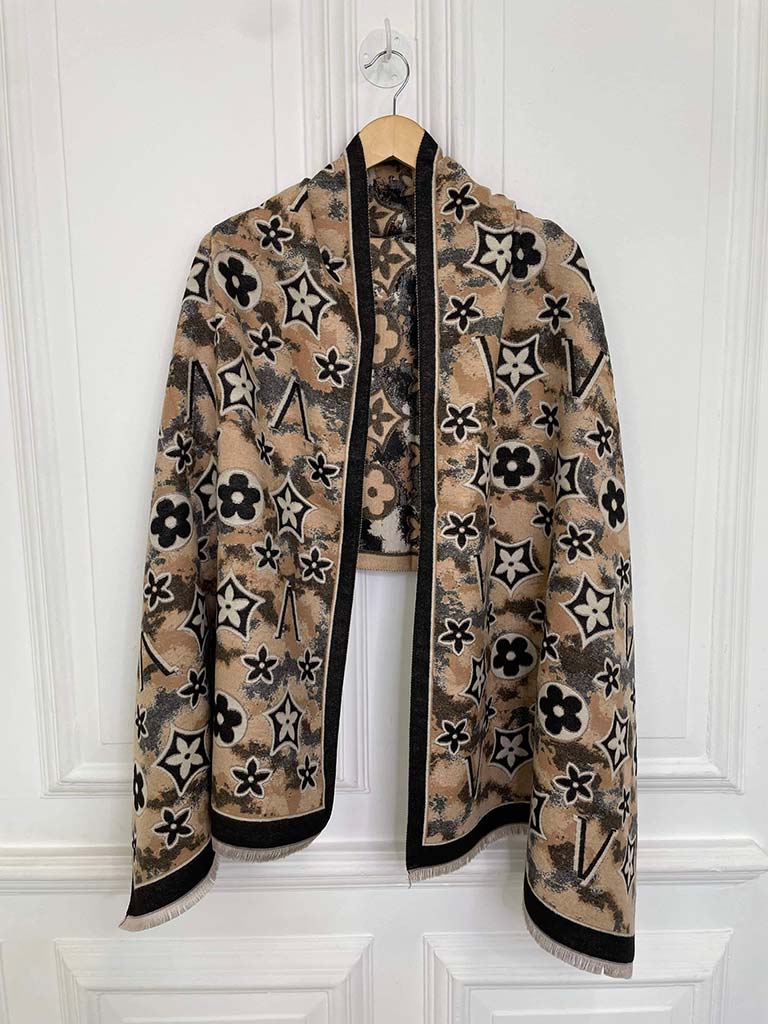 Malissa J Flower Logo Scarf - Camel