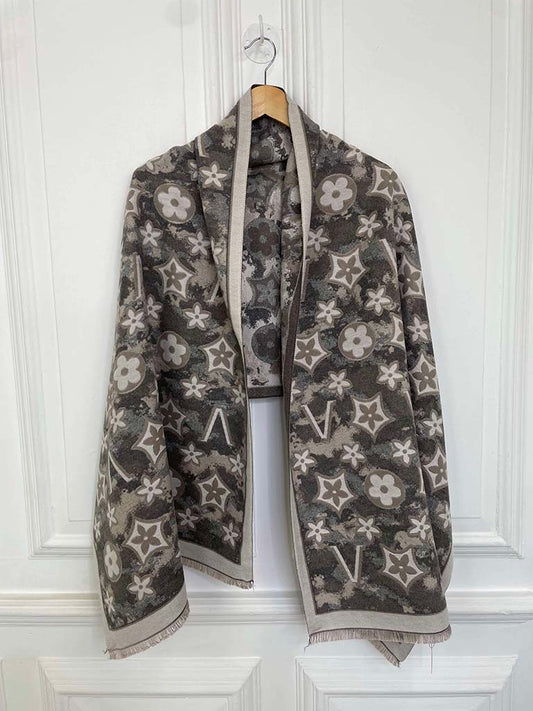 Malissa J Flower Logo Scarf - Stone