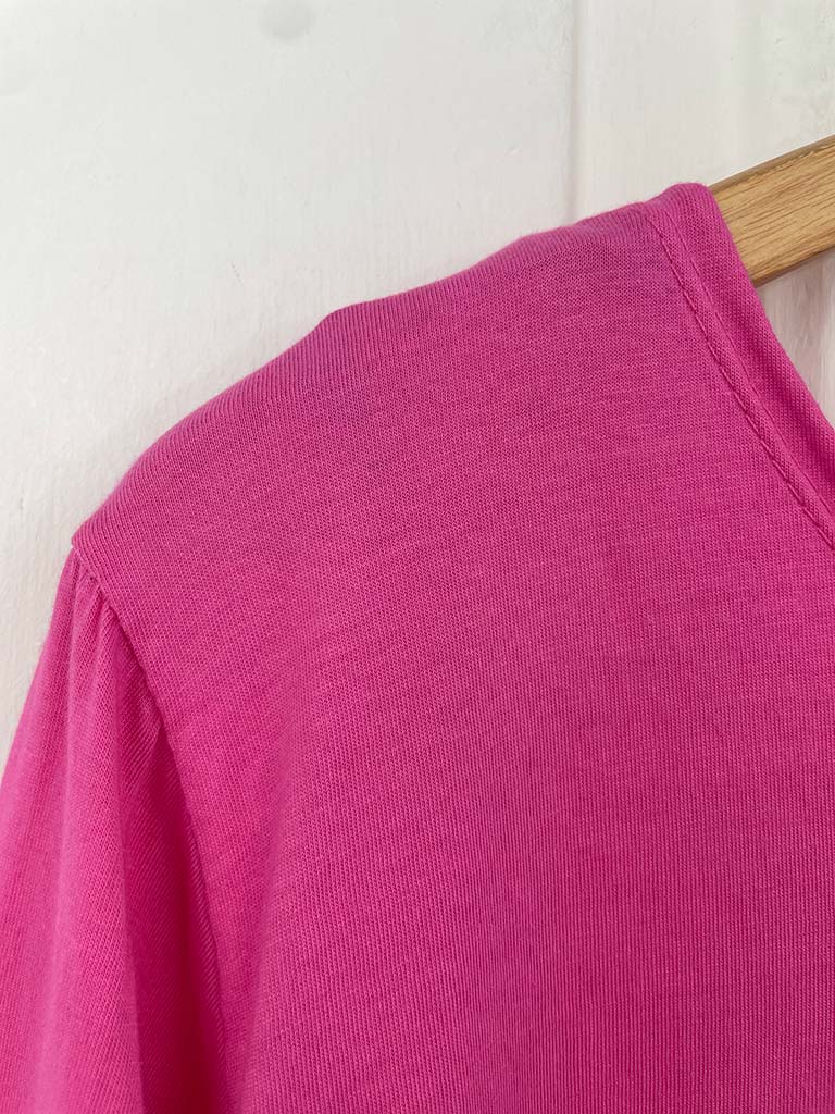 Basic Half Sleeve Slub Top - Hot Pink