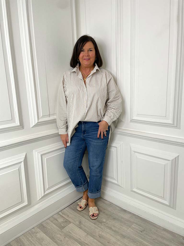 Oversized Stripe Shirt - Stone