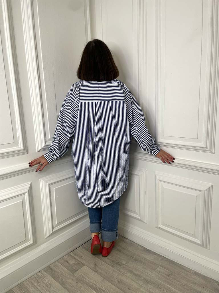 Oversized Stripe Shirt - Navy