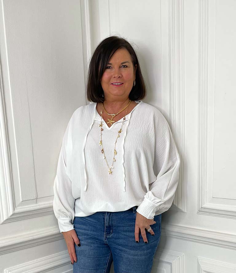 Tie Front Top - Warm White