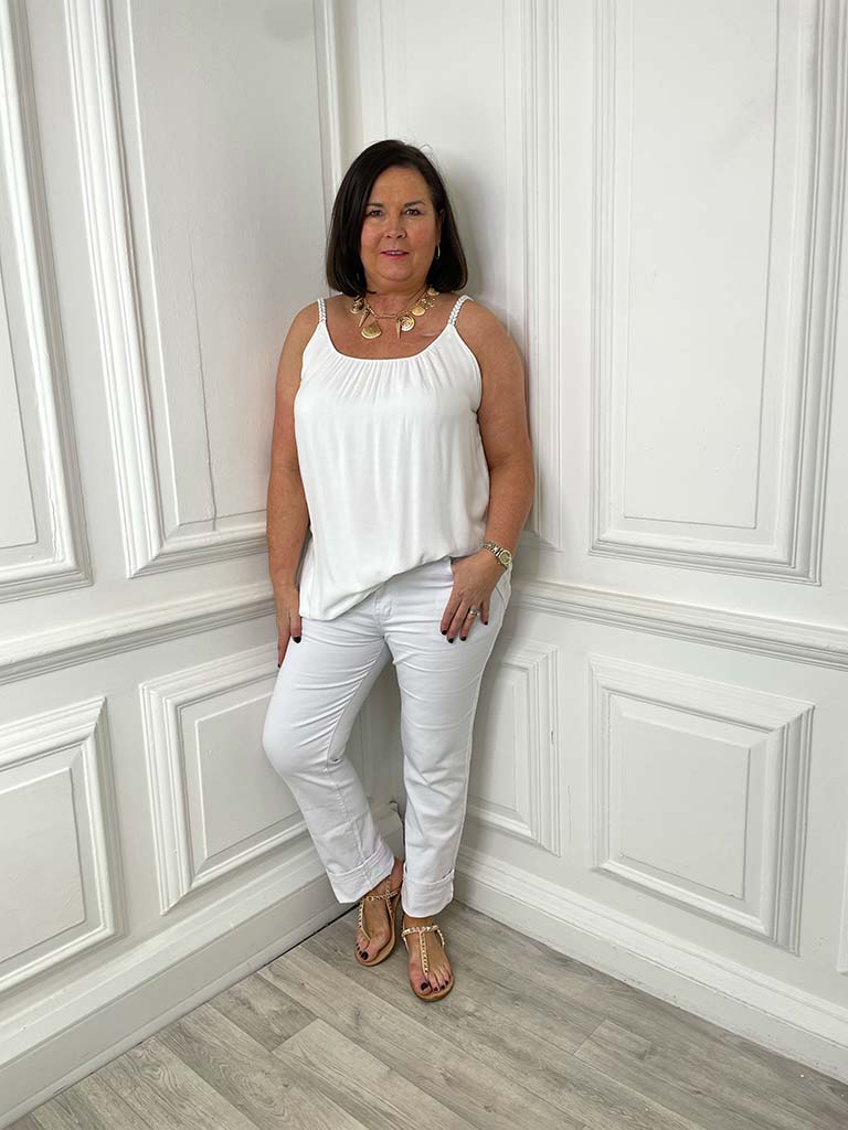 Plaited Strap Cami - White