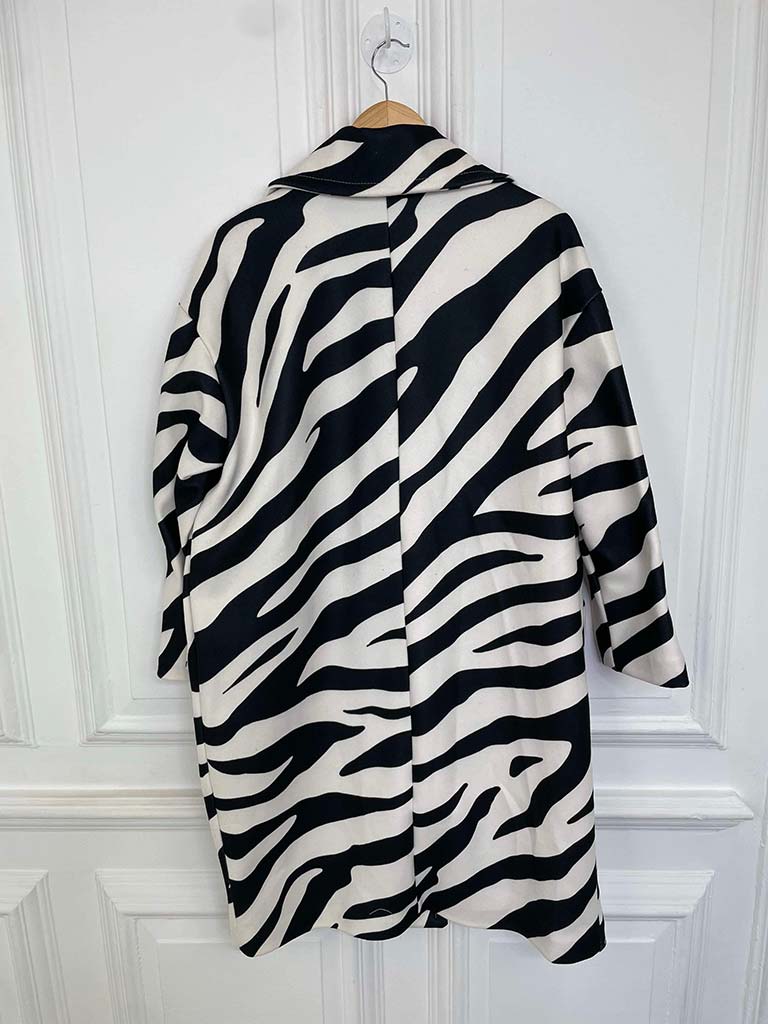 Luxe Zebra Double Breasted Coat - Mono