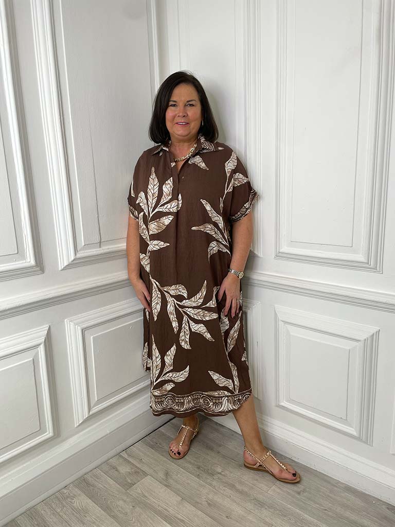 Botanical Tunic Dress - Chocolate