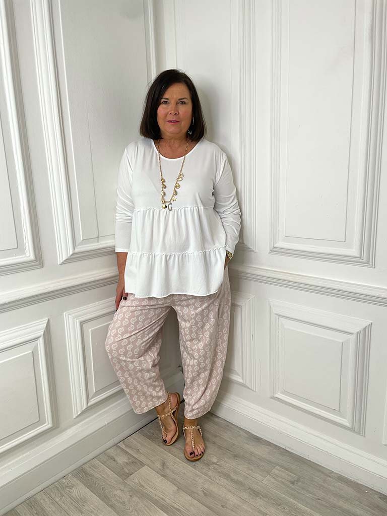 Paisley Cocoon Trousers - Blush