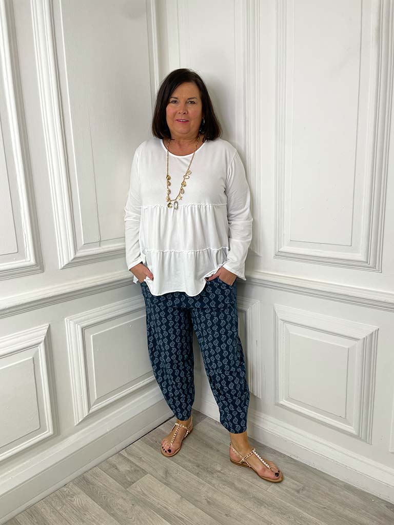 Paisley Cocoon Trousers - Navy