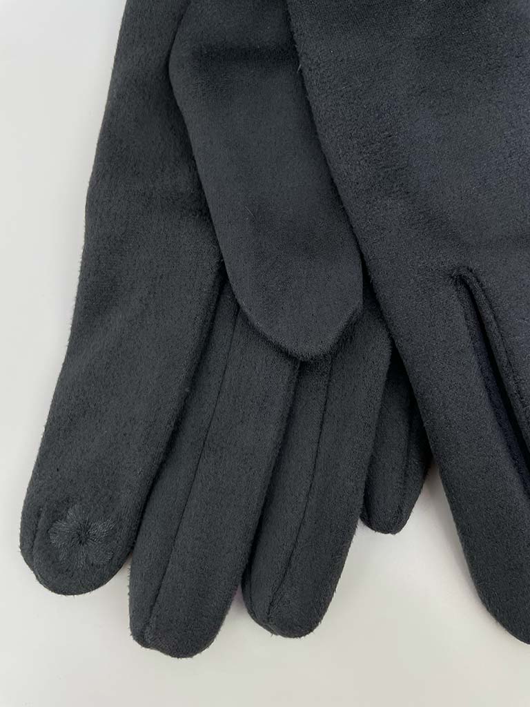 Faux Fur & Suede Gloves - Steel