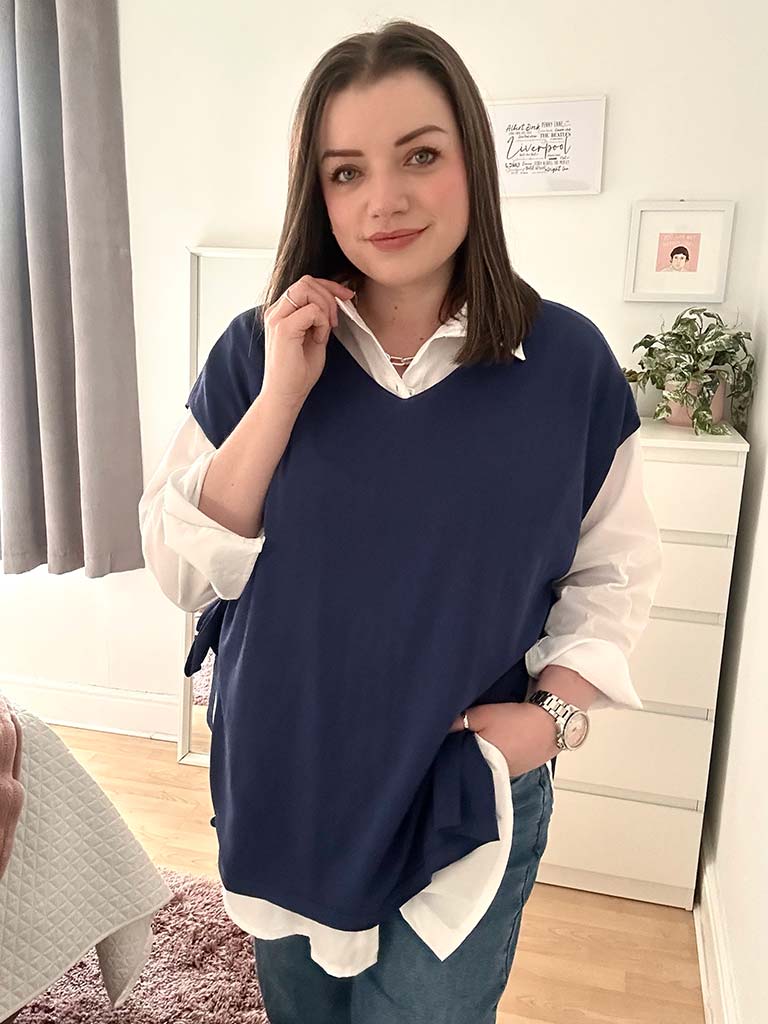 Malissa J Tie Side Tank Knit - Navy