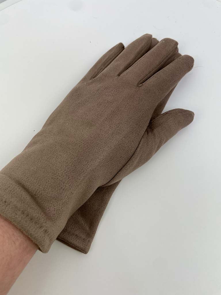 Faux Suede Gloves - Mocha