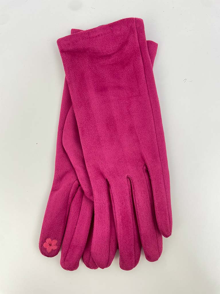 Faux Suede Gloves - Raspberry