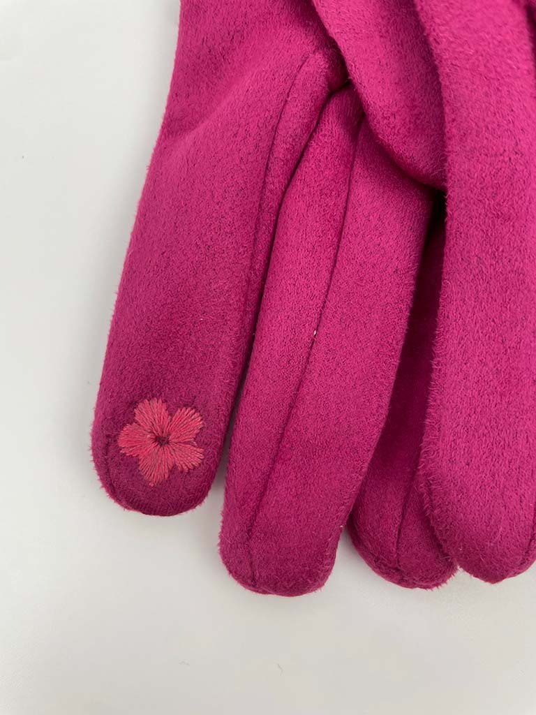 Faux Suede Gloves - Raspberry