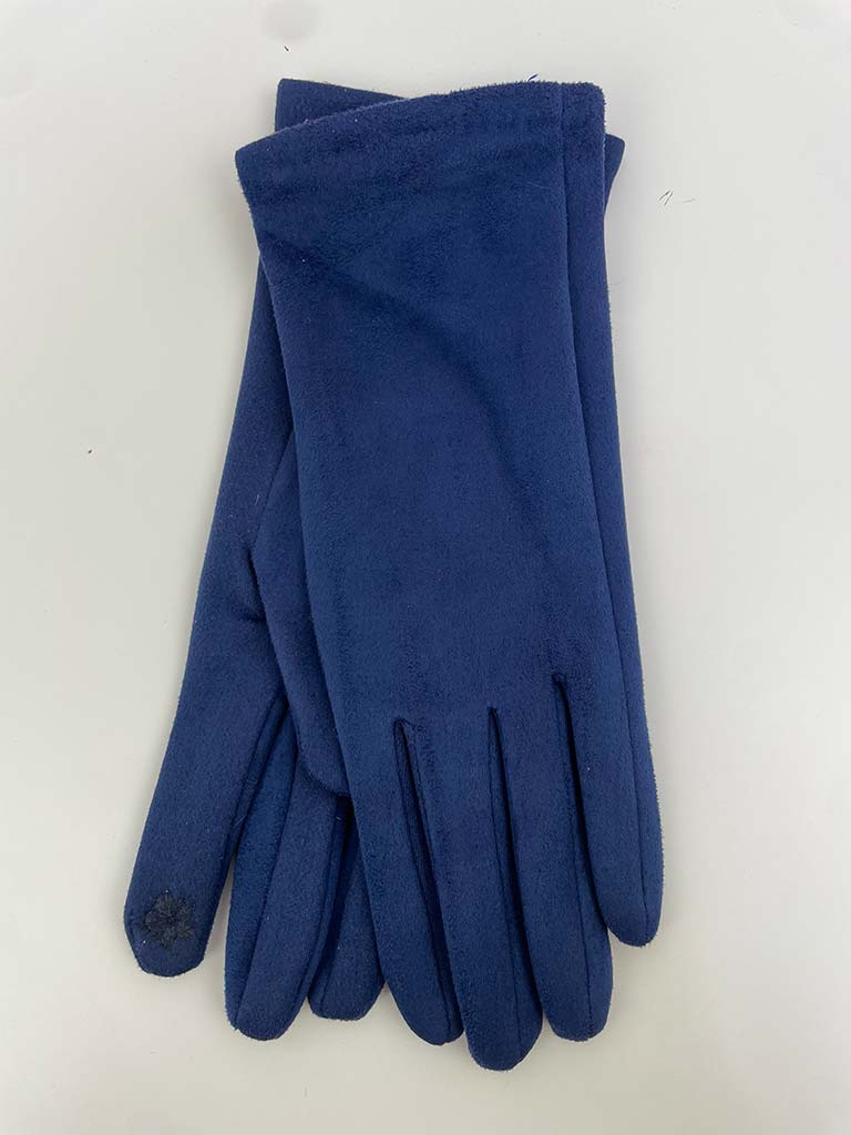 Faux Suede Gloves - French Navy