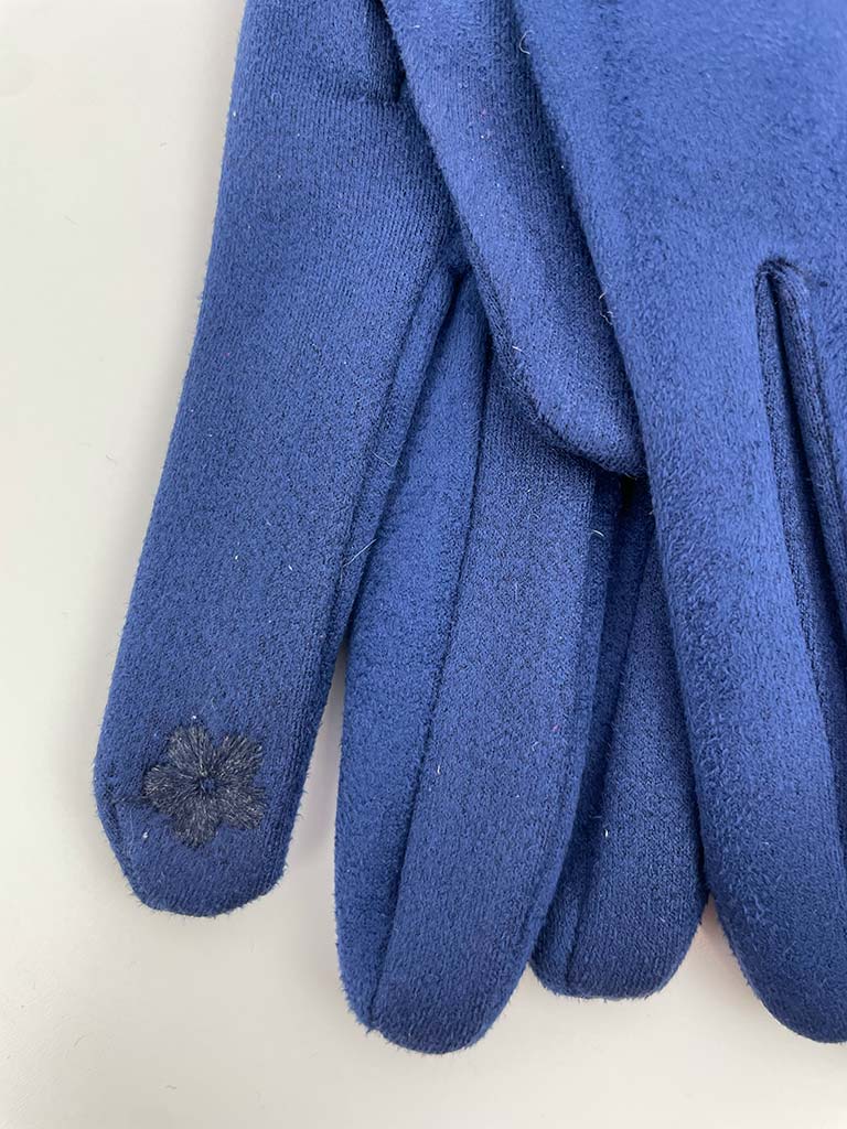 Faux Suede Gloves - French Navy